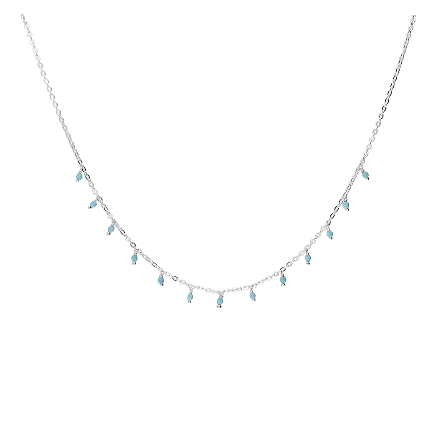 COLLIER CHAÎNE TREIZE PERLES TURQUOISE