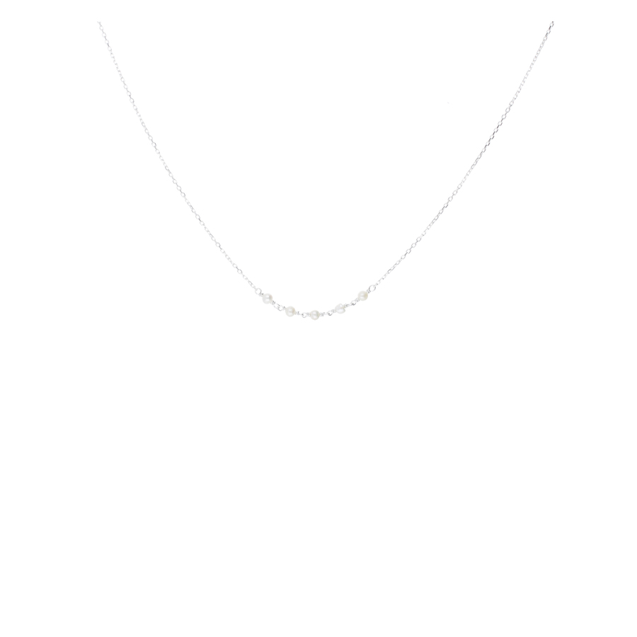 COLLIER CHAINE FINE 5 PERLES NACRES