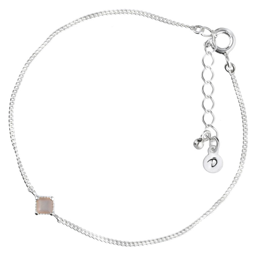 BRACELET CHAÎNE FINE PIERRE DE LUNE CARRÉE