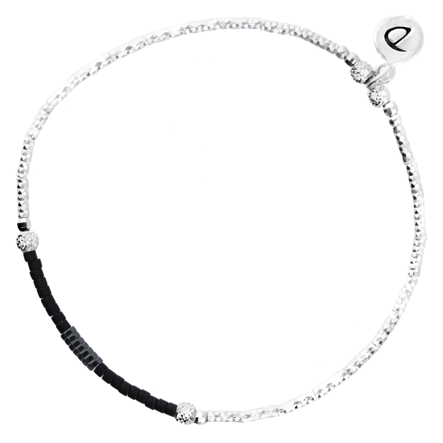 BRACELET ELASTIQUE SHINNY MIYUKI NOIR ET HEMATITE