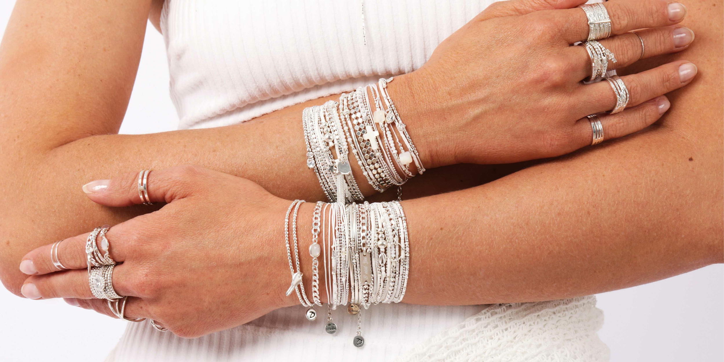 bracelets argent sur fil elastique
