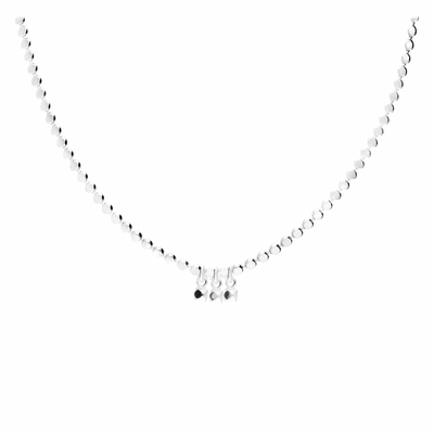 CO8446 - collier maille ronde rock plate 3 pierres martelées en argent