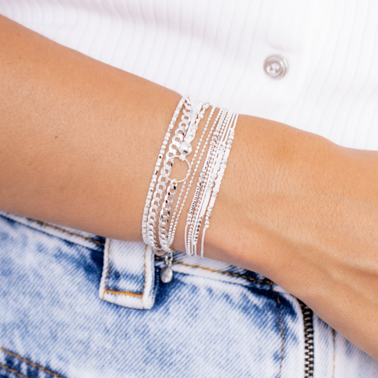 Bracelet Vintage Effet Diamant Tressé Couleur Argent - Modèle 5002 - Occasion Sans Marque