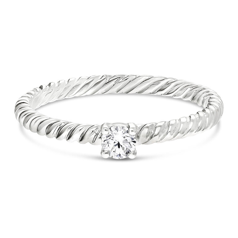 Bague En Argent Massif - Anneau Torsadé Taille 55 - Style Bohème Vintage