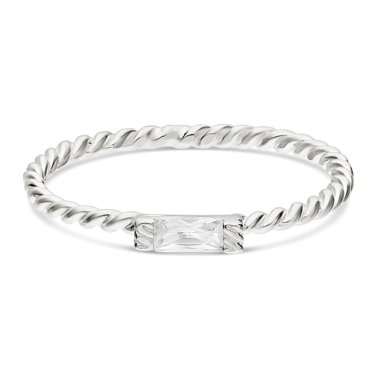 Bague En Argent Massif 5g Taille 54 - Modèle Solitaire Oxydé Central