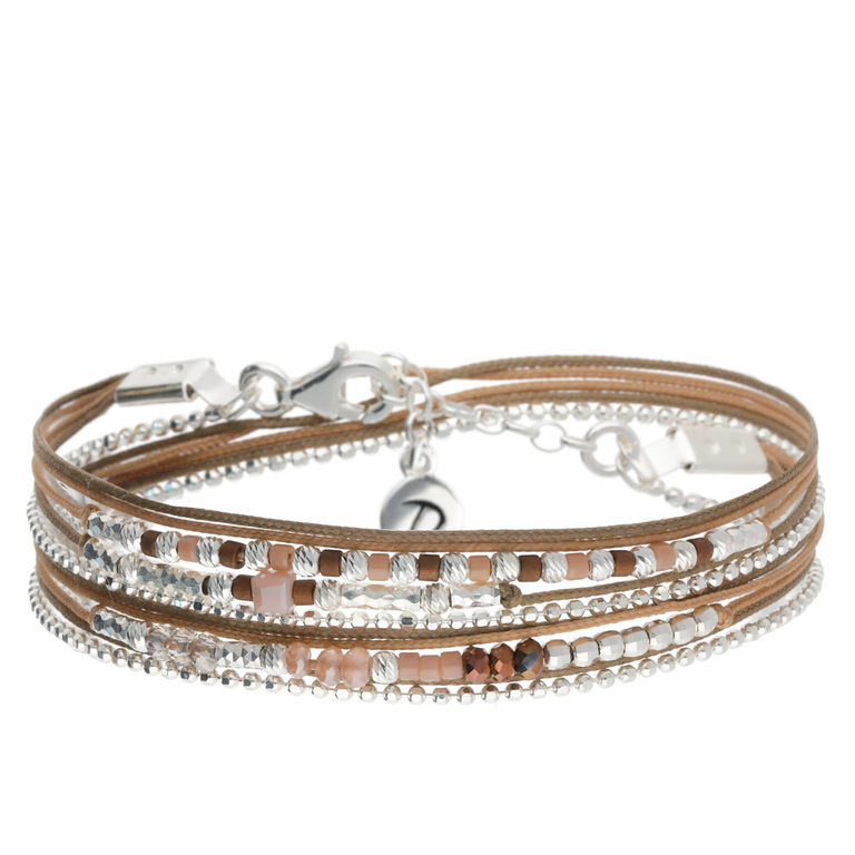 Bracelet IKITA Multi-tours – Chaînettes Et Perles, Acier Inoxydable, Neuf