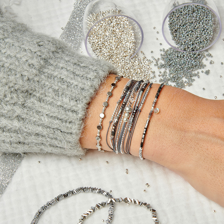 Bracelet IKITA Multi-tours – Chaînettes Et Perles, Acier Inoxydable, Neuf