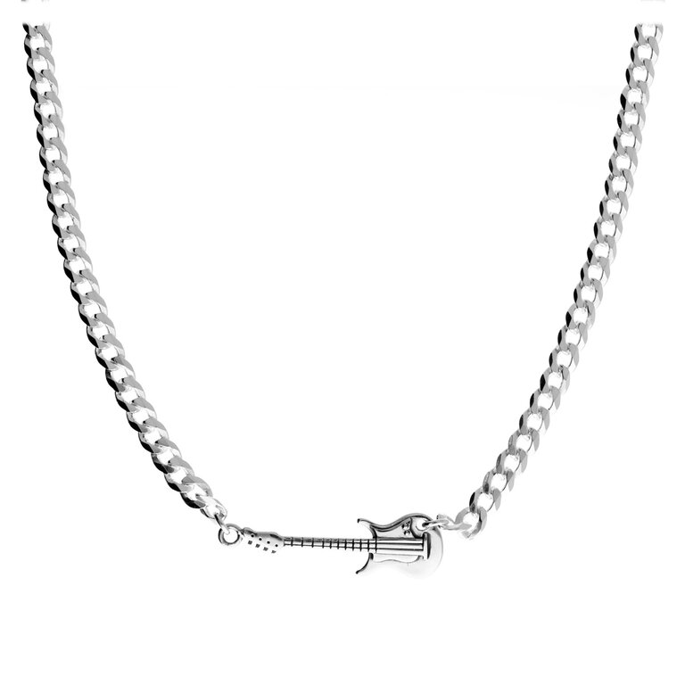Collier Chaîne Gourmette En Argent Sterling Avec Diamants Taillés 16-18 Pouces - Marque JewelleryBox - Neuf