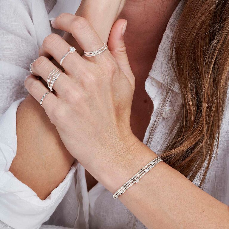 Bracelet Femme Triple Rangs Chaînettes En Argent Massif 925 Rhodié - Neuf Avec étiquettes