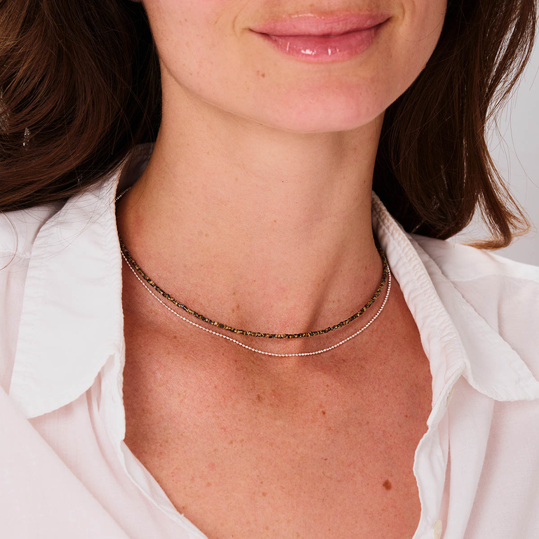 Collier Double Rangs Argent 925 Léopard Le Miyuki