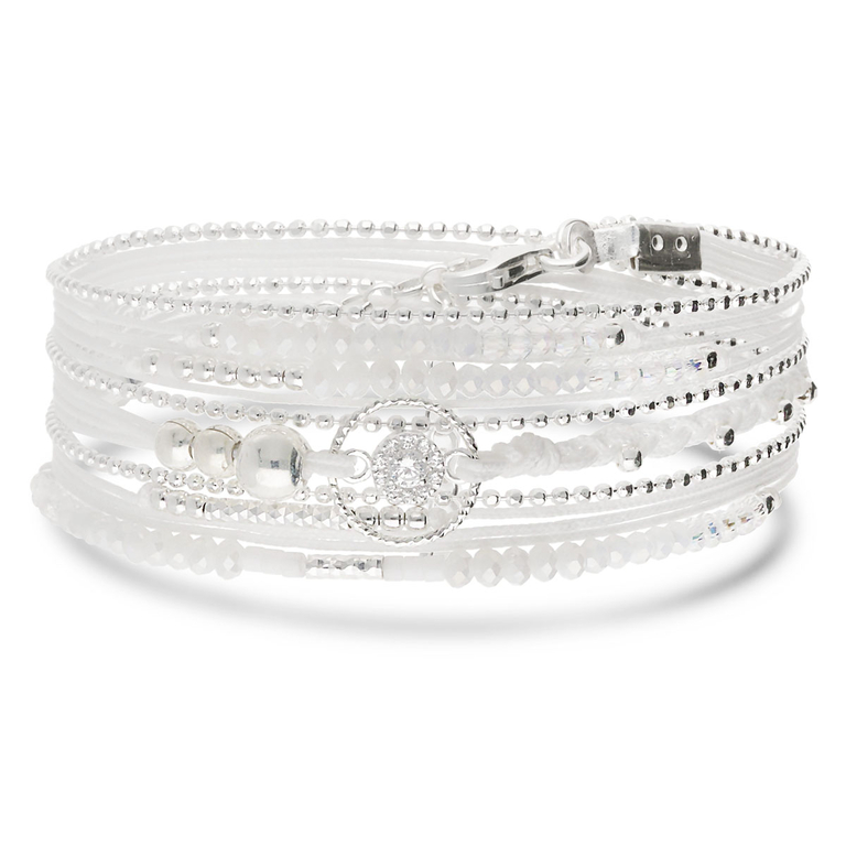 femme bracelet argent massif oxyde de zirconium rond serti