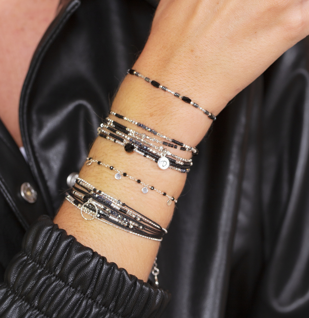 BRACELET DUBLIN NOIR 5 RANGS BRACELETS ARGENT 925/Bracelets Argent