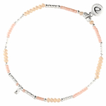 BR8623BCRCM - bracelet élastique pierres diamantées perles rose et beige