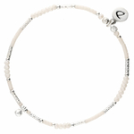 BR8623OPBLM - bracelet pierre martelée en argent 925 perles blanches