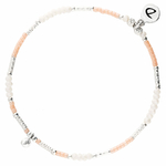 BR8623OPRCM - bracelet pierre martelée perles roses et blanches