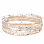 BR8264BSCR - bracelet multi-tours beige pastille en argent