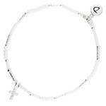 BR8644OPBLM-bracelet élastique simple blanc avec pendentif croix oxyde