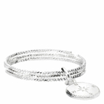 BG8405-54-bague 3 anneaux ciselés et pendentif boussole