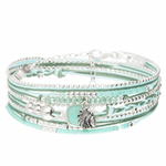 BR8273VEA - bracelet multi-tours turquoise pendentif indien pierre naturelle turquoise
