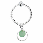 BG7662VEM - bague élastique en argent 925 pendentif pierre naturelle verte, anneau ciselé