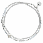 BR7616GCGCM - bracelet élastique deux tours en argent 925 et perles grises