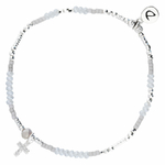 BR8640GCGCM - bracelet élastique perles grises pendentif croix oxyde