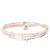 BR7618-3TOPRCM-bracelet élastique 3 tours blanc et rose avec pastille et perle de verre goutte blanche