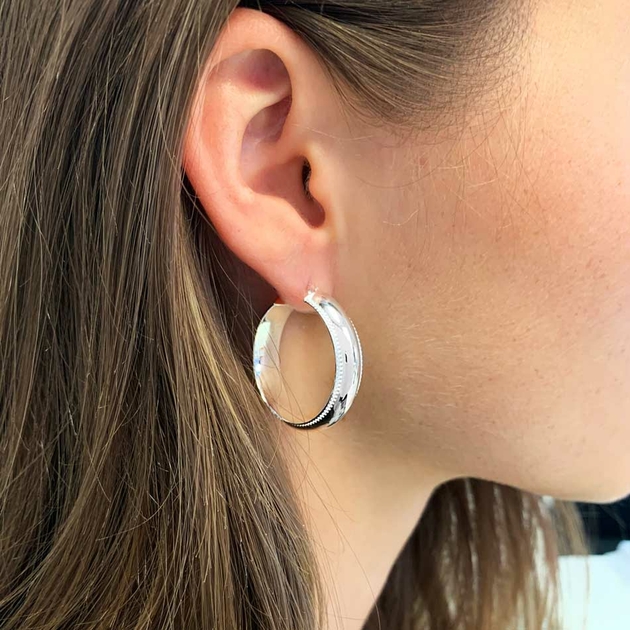 Boucles D'oreilles Créoles Argent 925 – Tige – Fines Et élégantes – Sans Marque