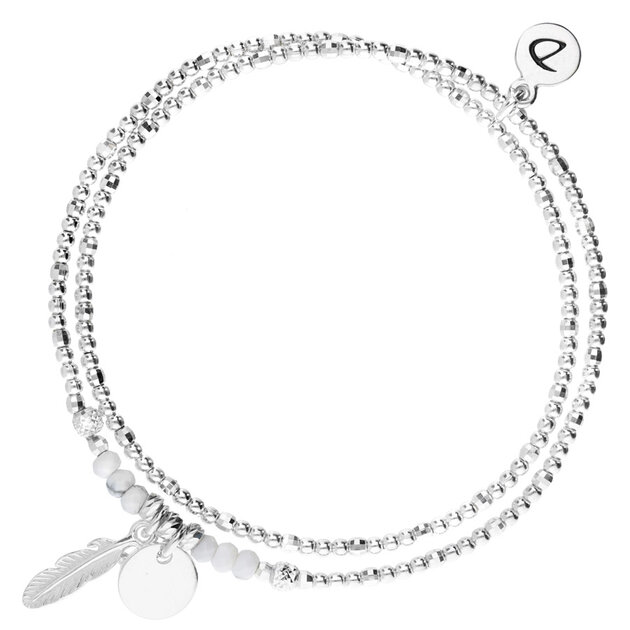 Bracelet Perles Blanches Avec Strass Argent - Élastique, Ajustable, Sans Marque, Neuf Avec Étiquettes