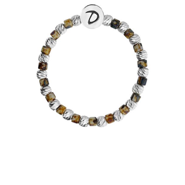 BAGUE ELASTIQUE FACETTÉE MIYUKI LEOPARD FONCÉ