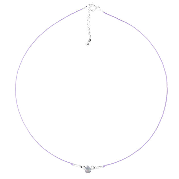 Collier En Pierre Violet Noué - Longueur 45 Cm, Fabrication Artisanale Française - Neuf Sans Emballage