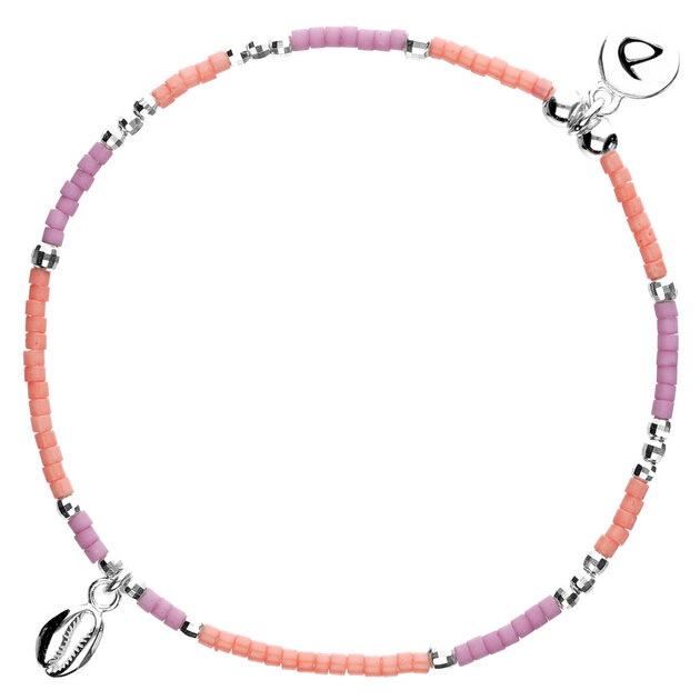 Bracelet élastique En Polymère (résine) Multicolore Mauve, Blanc, Rose Et Doré - Très Joli, Neuf Avec étiquettes