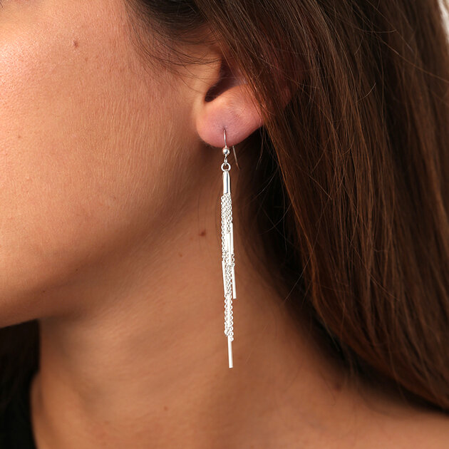Boucles D'oreilles En Argent 925 Avec Perles D'eau Douce Et Or - Modèle Grappe Delmaoro, Fermoir Papillon, Neuf Avec étiquettes, Bijou élégant Et Raffiné