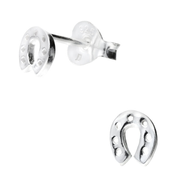 Boucles D'oreilles Fer à Cheval Strass Et Pierre Mauve - Pendantes, Alliage Argenté