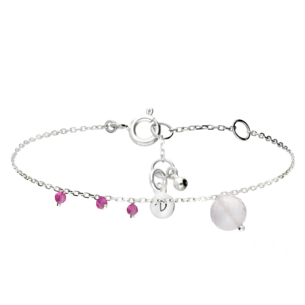 Bracelet Chaîne Argent 925 Avec Perles Et Pendentif Cœur - Occasion Bon état