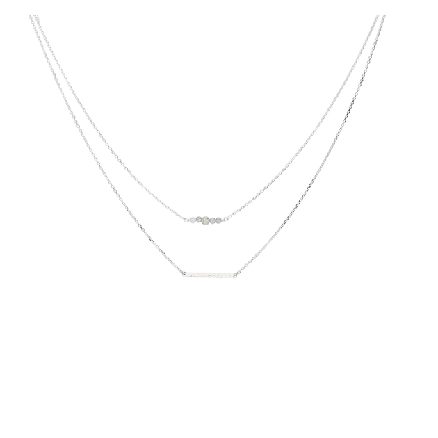 Collier ras du cou en labradorite naturelle de 45,7 cm avec perles rondes à facettes en plaqué argent 925 - Chapelet enroulé - Chaîne en vermeil
