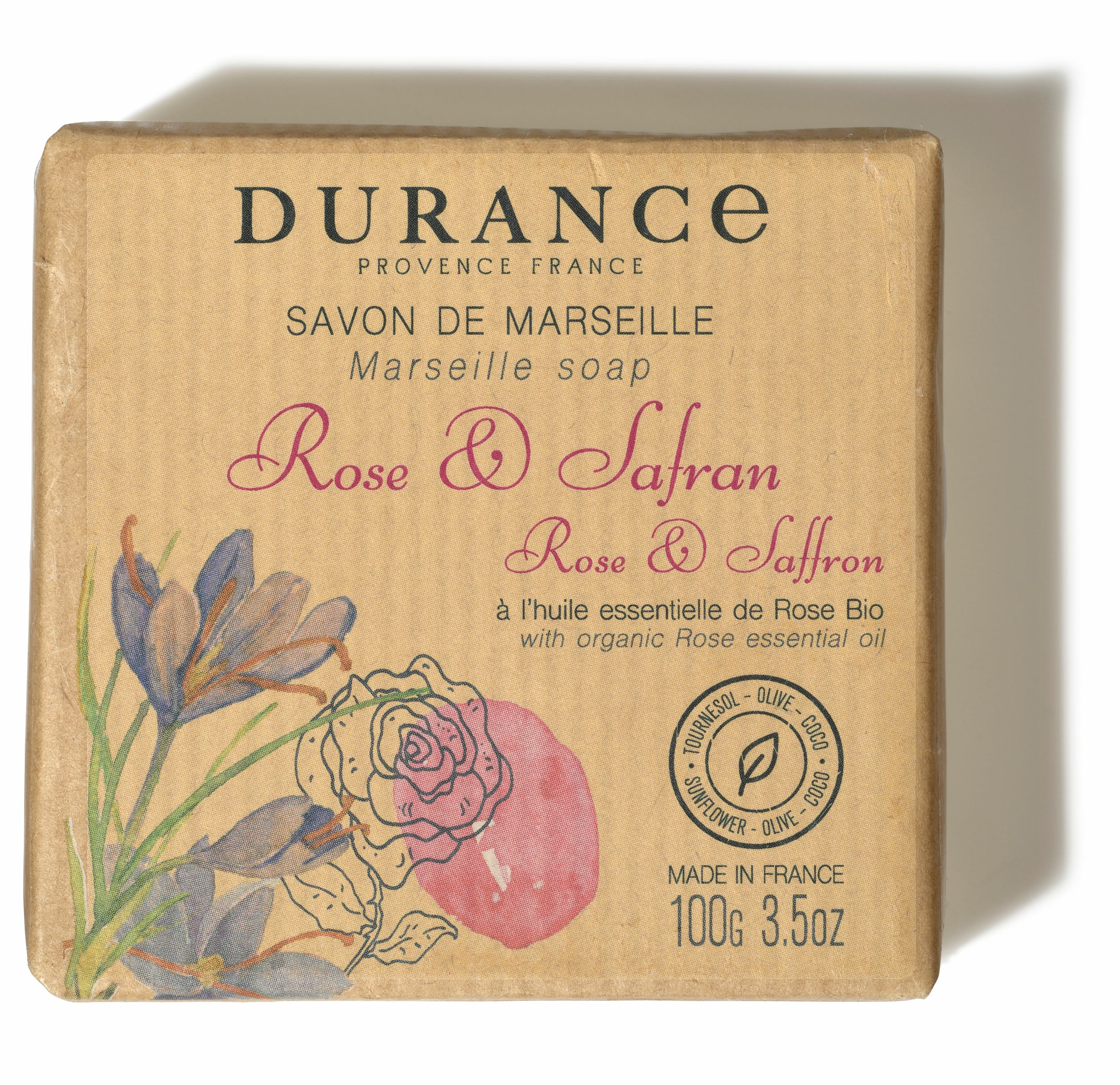 Savon de Marseille parfumé Rose & Safran- Durance