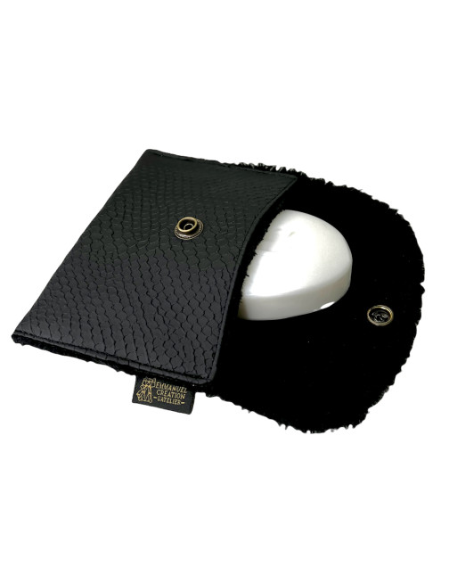 Pochette à savon Ecaille Noir - Emmanuel création
