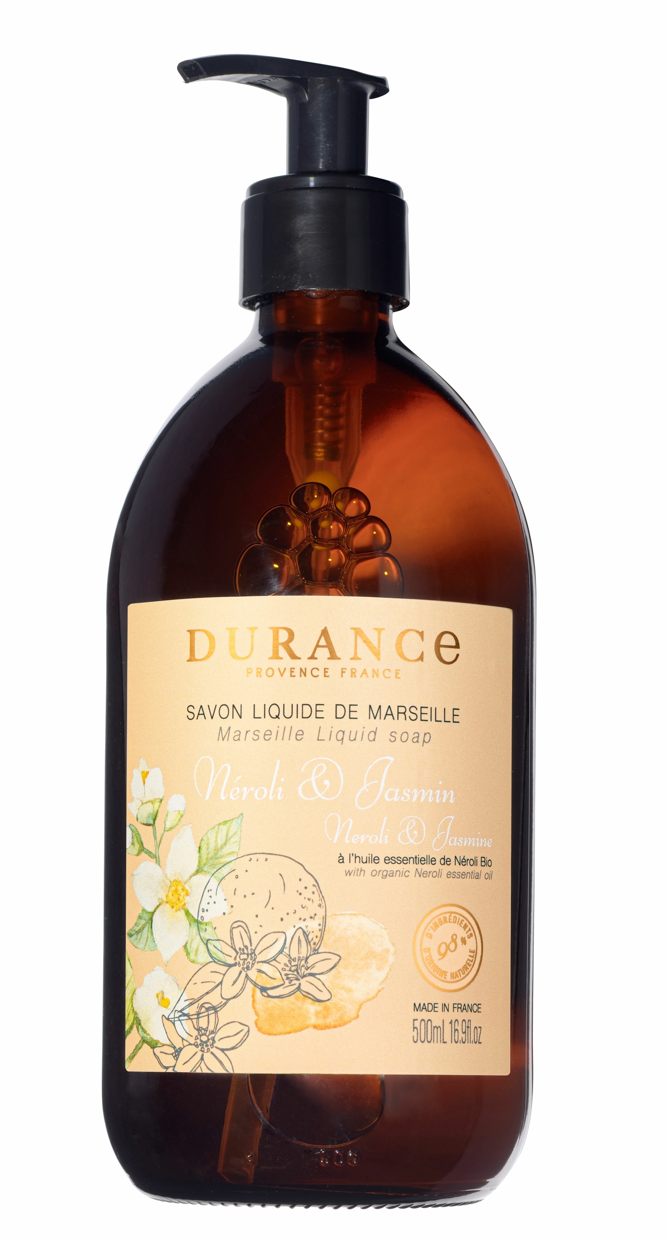 Savon de Marseille liquide Néroli & Jasmin en flacon verre - Durance