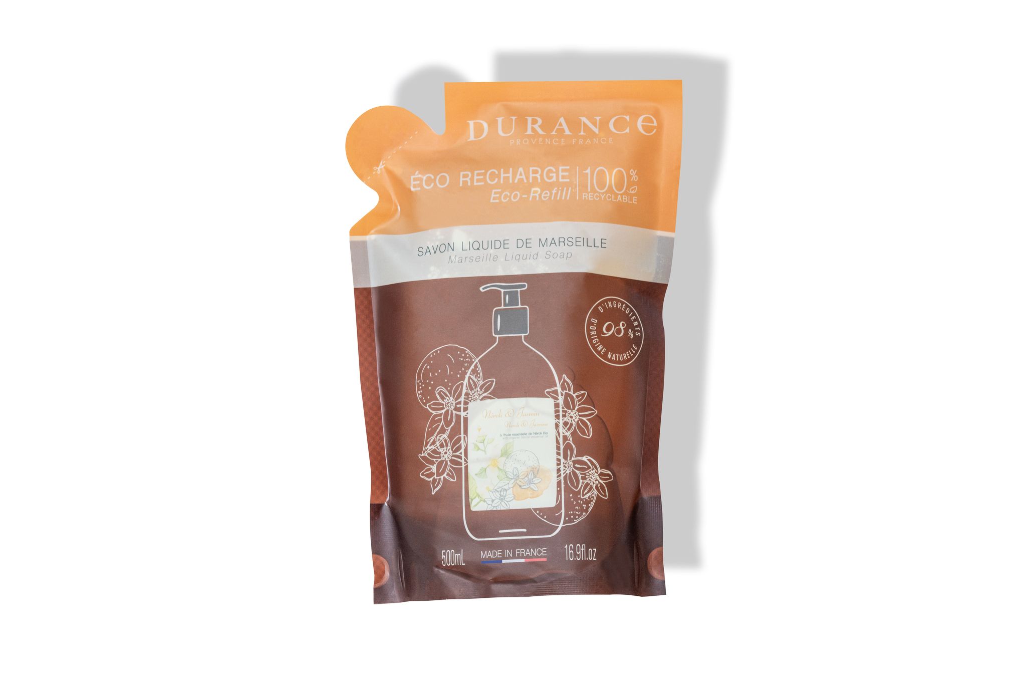 Eco-recharge de Savon de Marseille liquide Néroli & Jasmin - Durance