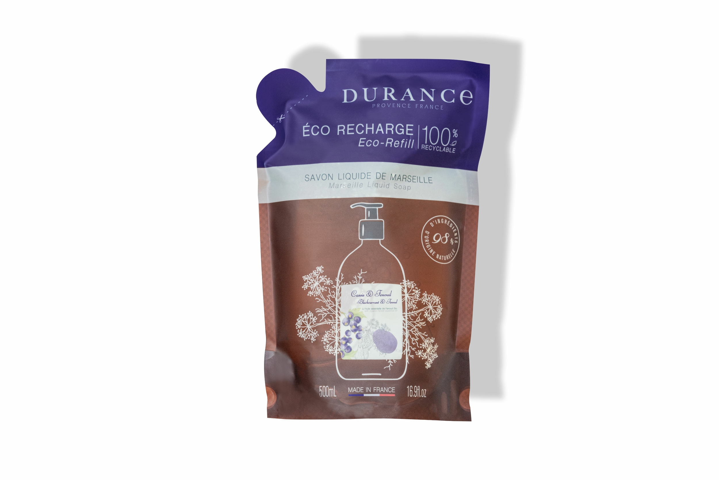 Eco-recharge de Savon de Marseille liquide Cassis & Fenouil- Durance