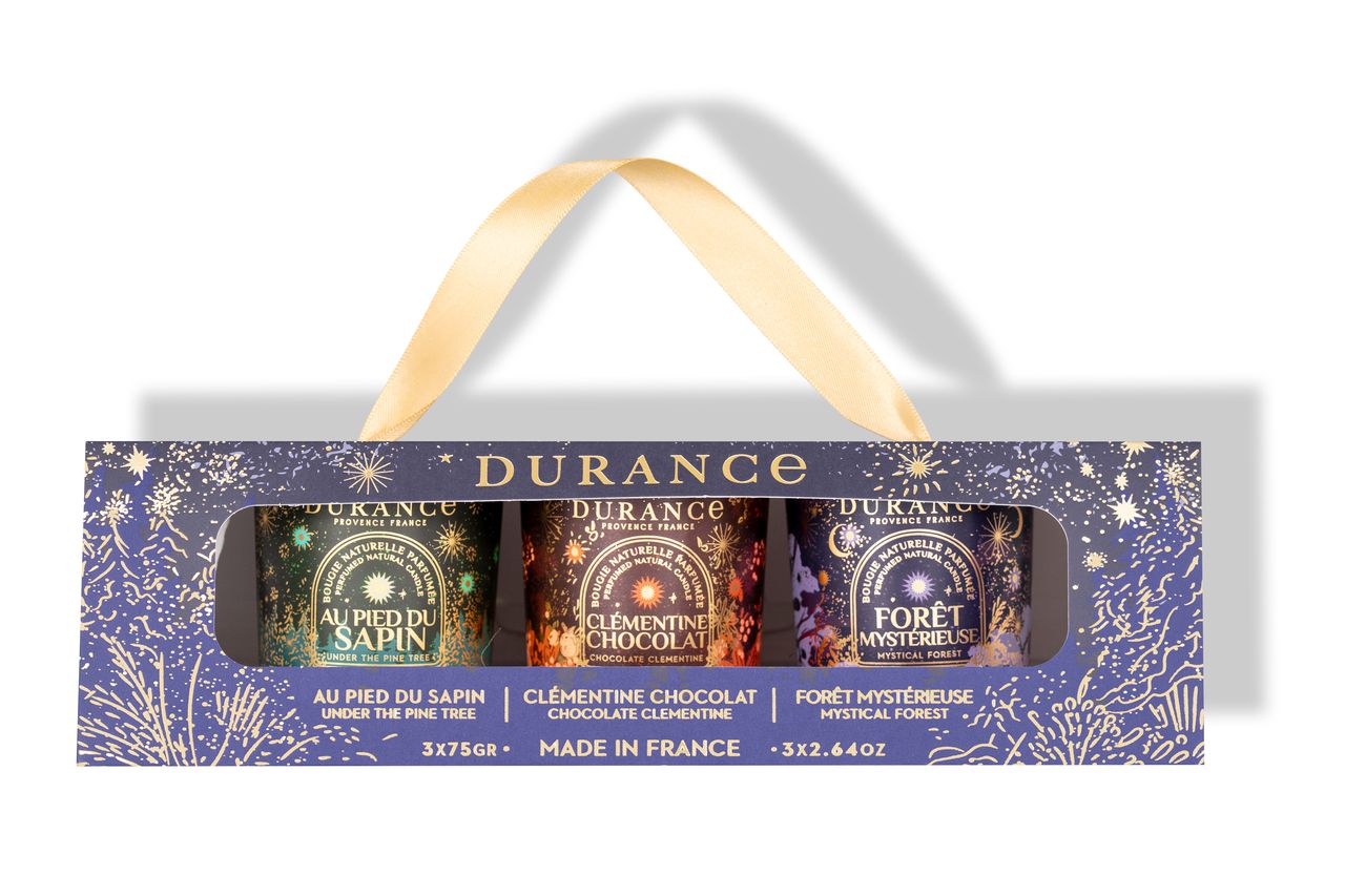 Coffret bleu de 3 bougies parfumées - Noël 2025- Durance