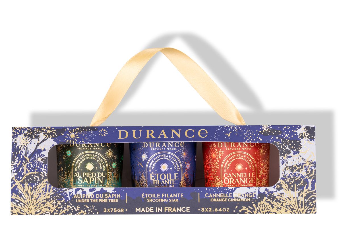Coffret gris de 3 bougies parfumées - Noël 2025- Durance