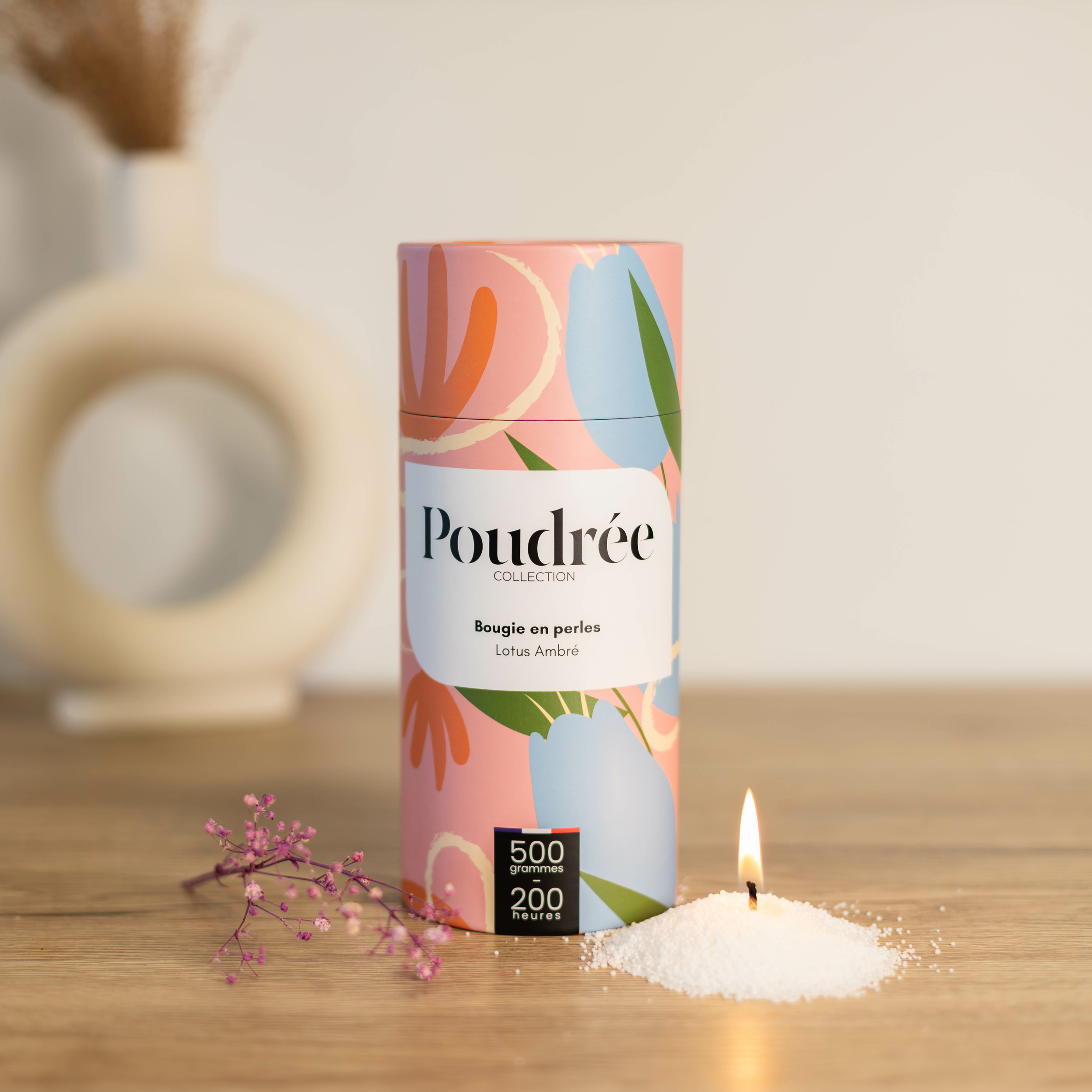 Bougie parfumée en perles de cire -Lotus Ambré - Poudrée Paris