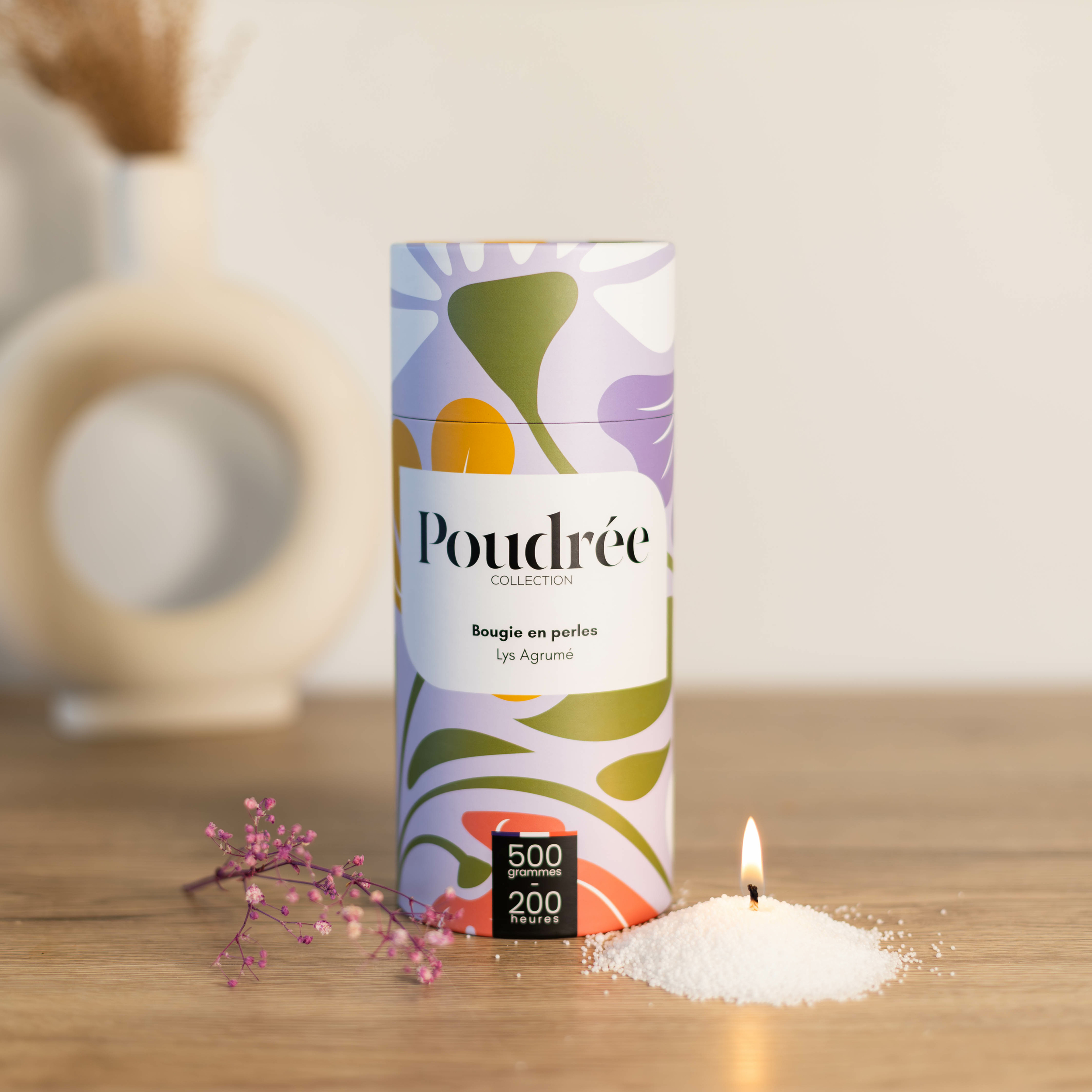 Bougie parfumée en perles de cire - Lys agrumé - Poudrée Paris