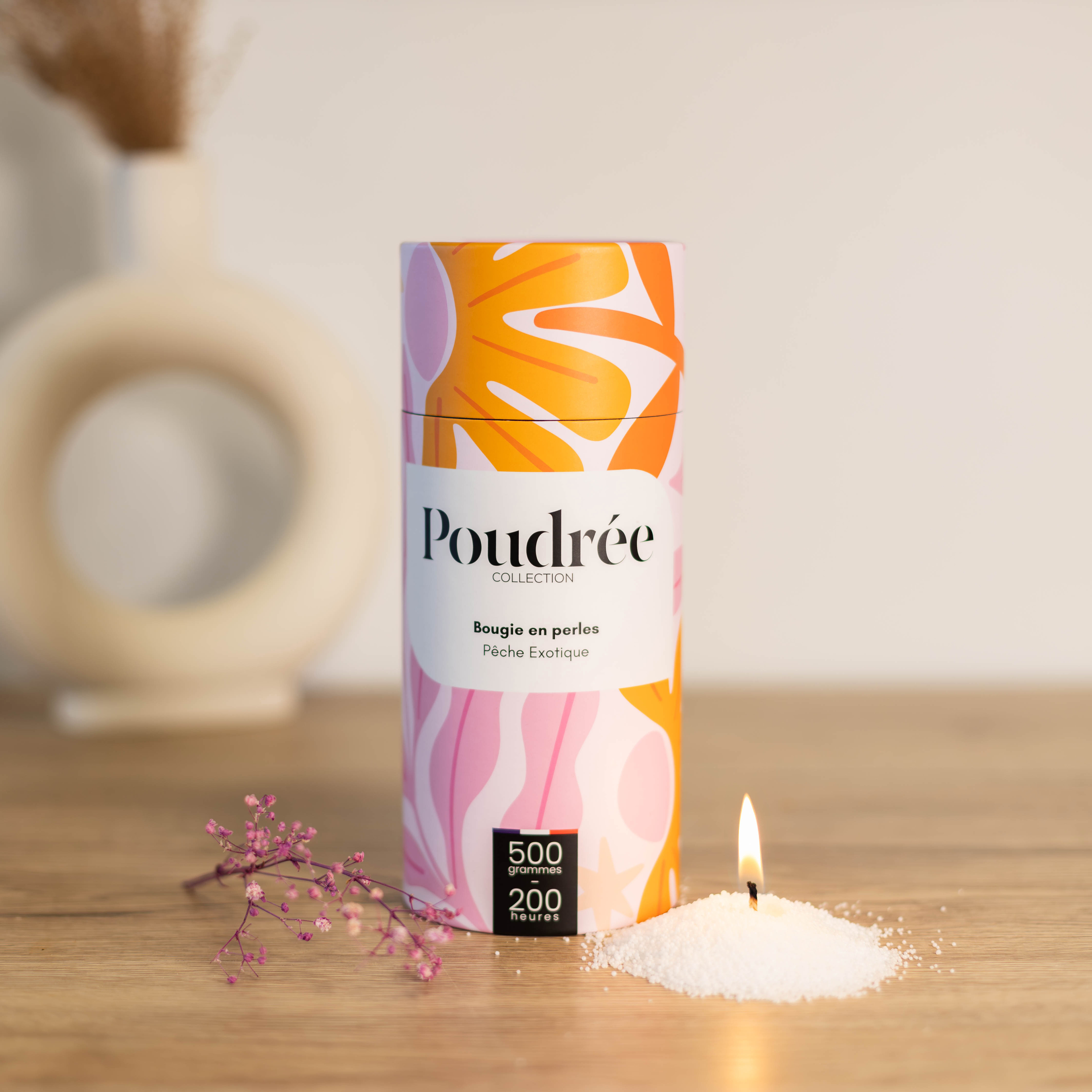 Bougie parfumée en perles de cire - Pêche Exotique - Poudrée Paris