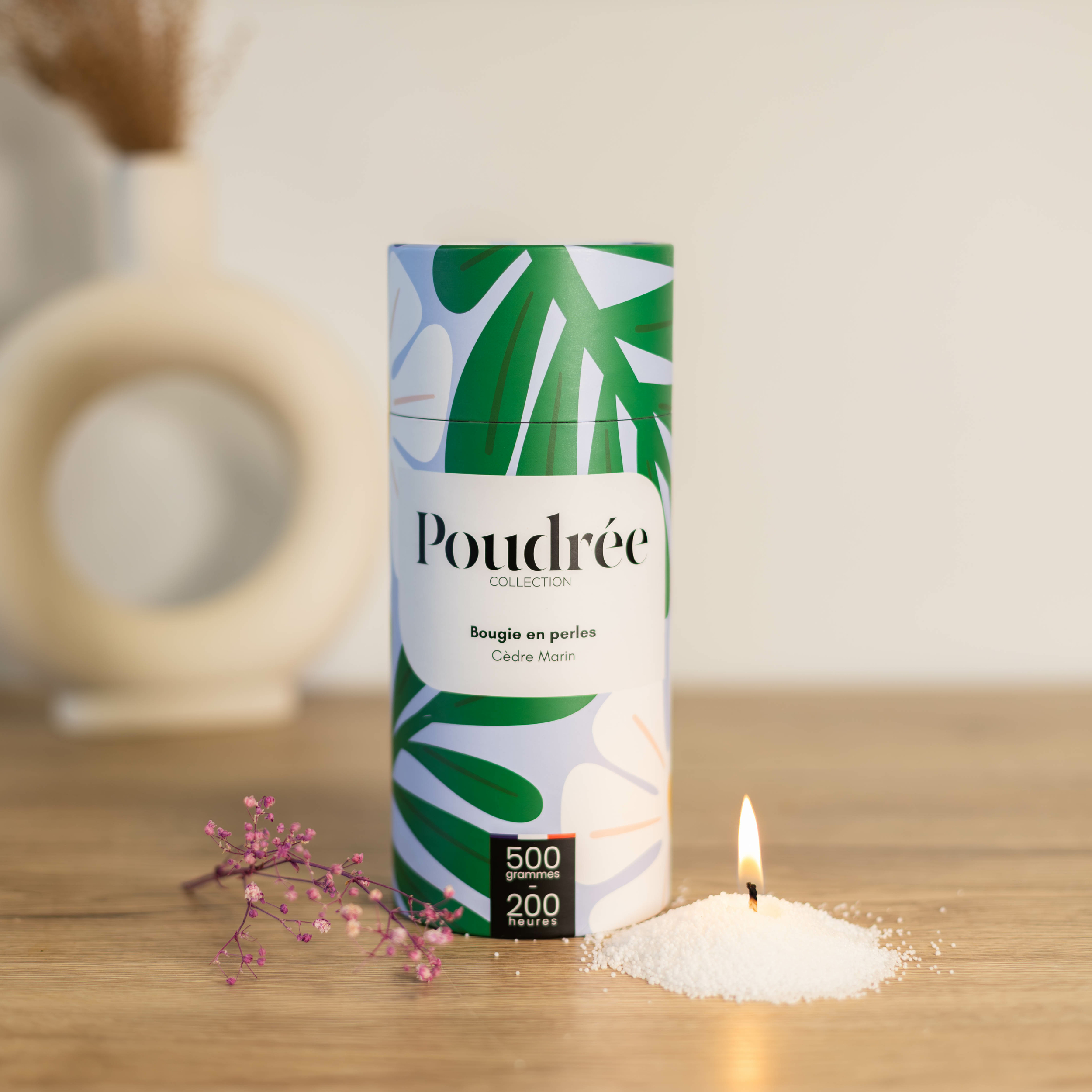 Bougie parfumée en perles de cire - Cèdre Marin - Poudrée Paris
