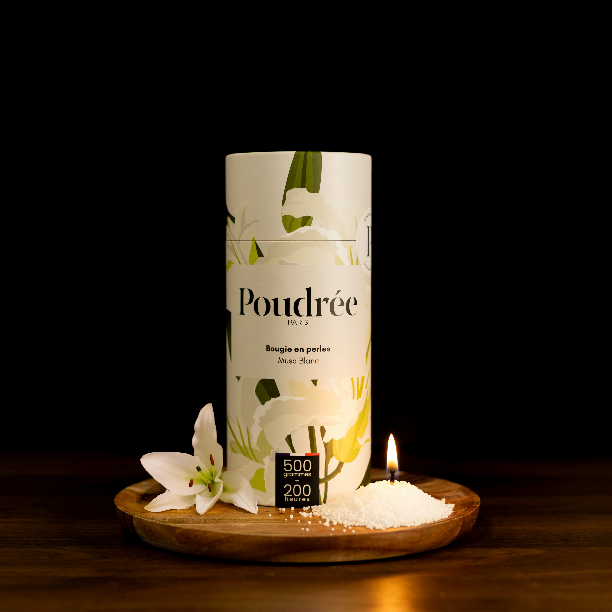 Bougie parfumée en perles de cire - Musc Blanc - Poudrée Paris