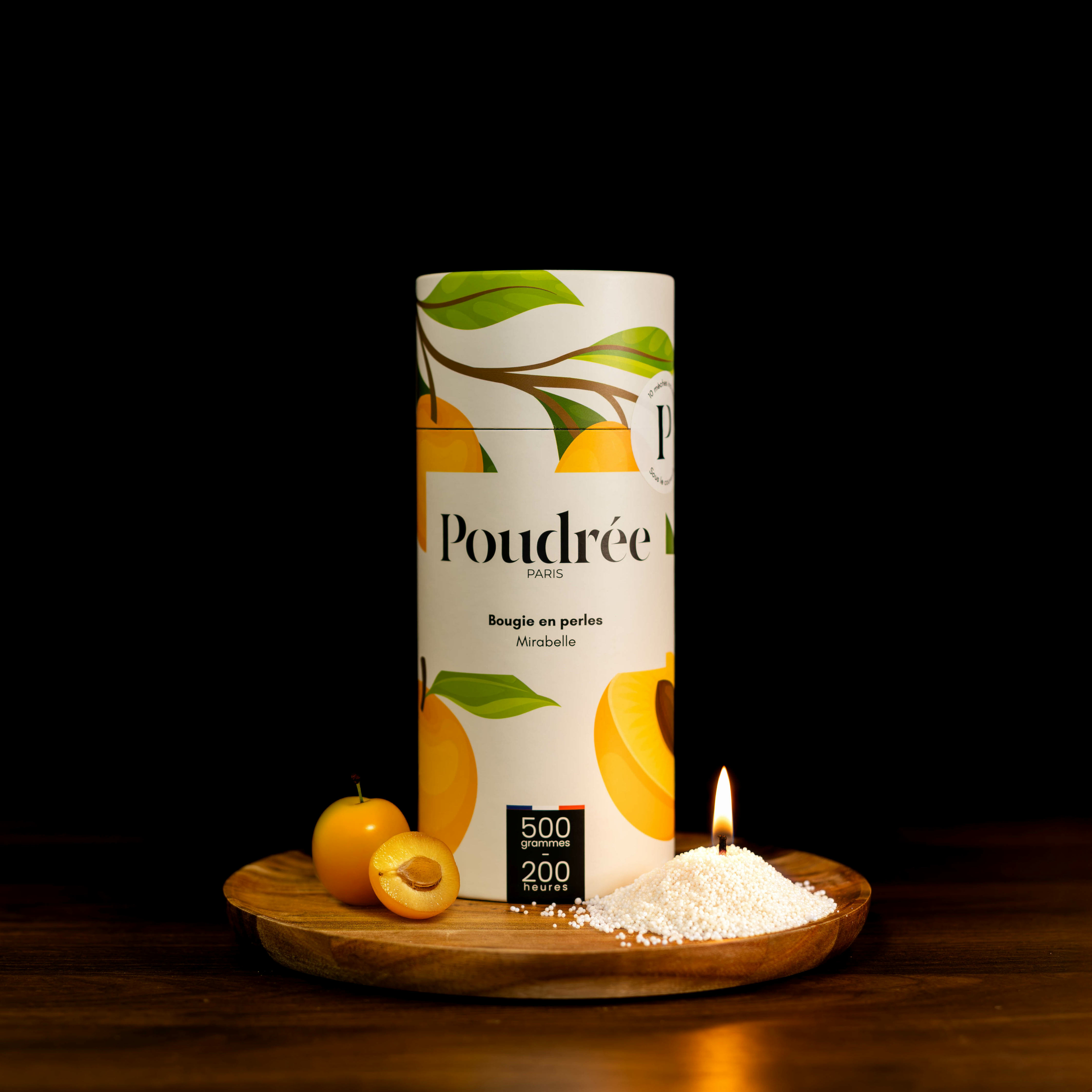 Bougie parfumée en perles de cire - Mirabelle - Poudrée Paris