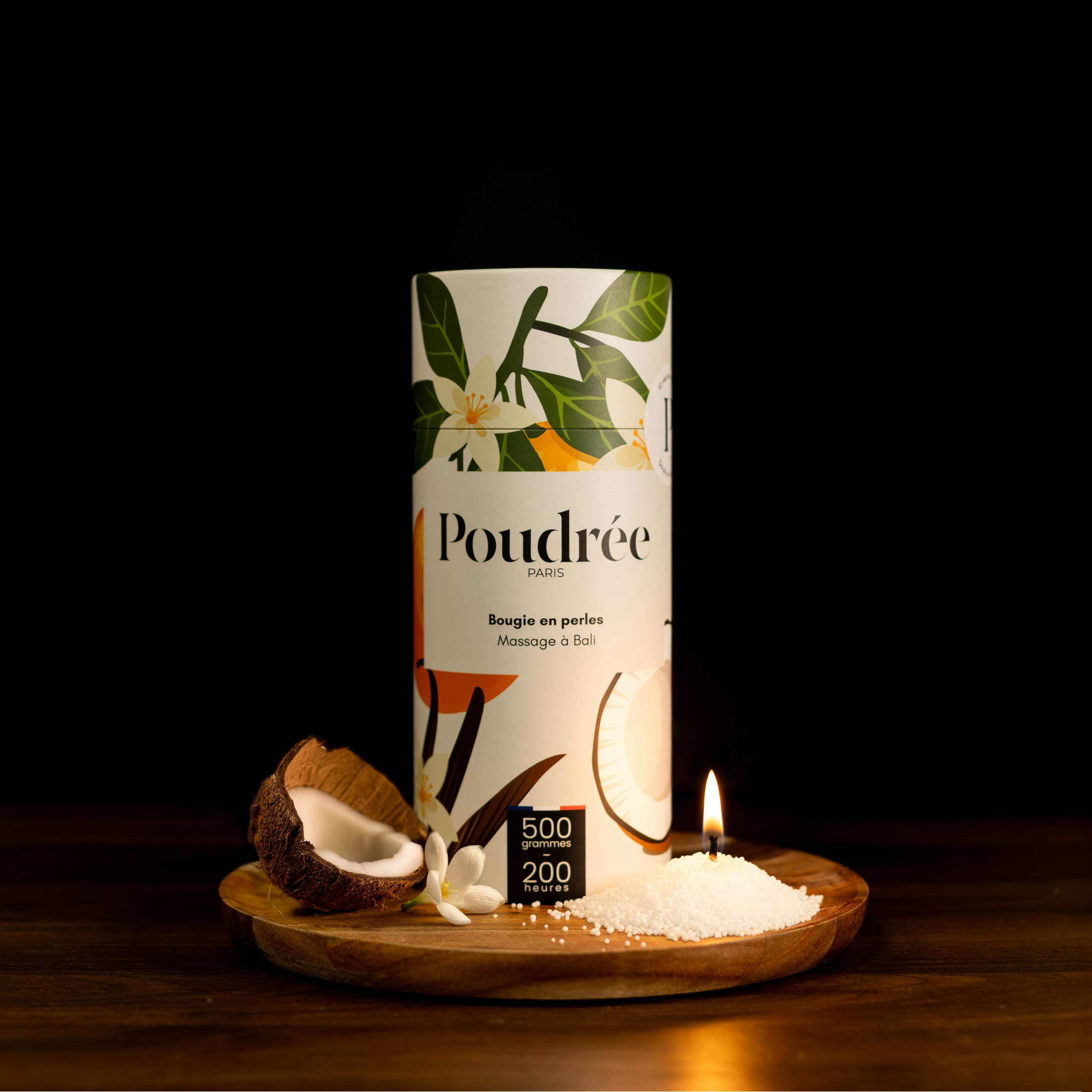 Bougie parfumée en perles de cire - Massage à Bali - Poudrée Paris
